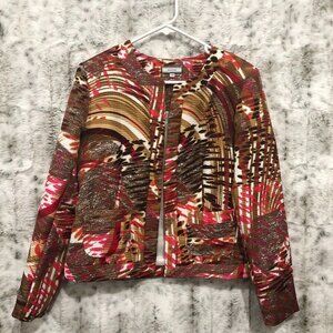 Laura Max Bedford Waffle Knit Colorful Abstract Animal Print Blazer Med Petite